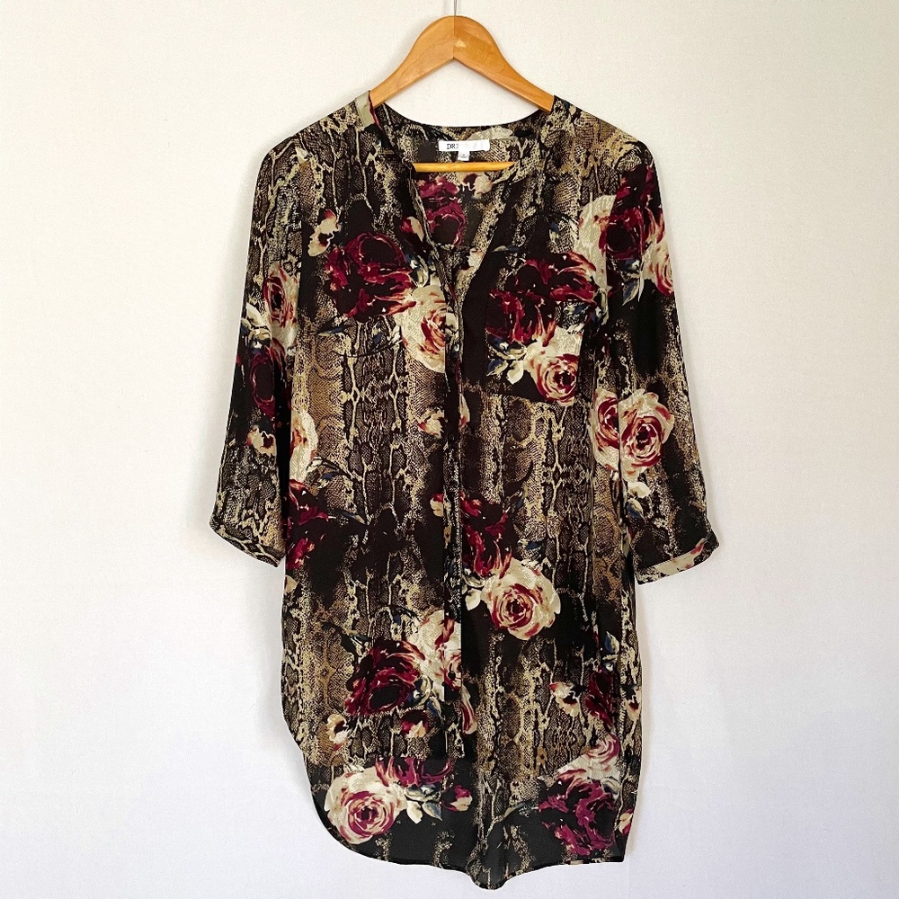 DR2 Women’s Small Rose Snakeskin Print Tunic Dress